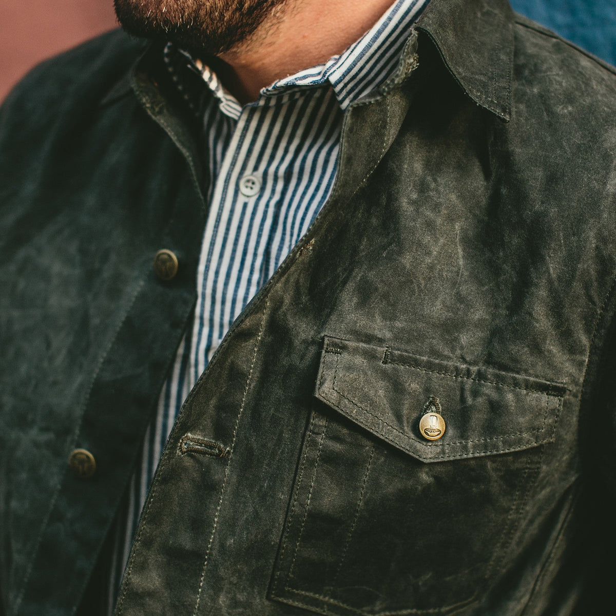 The Project Jacket in Olive Beeswaxed Canvas