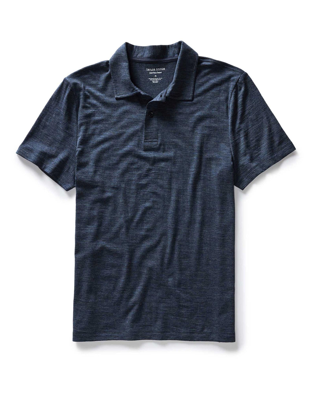 The Merino Polo in Heather Navy