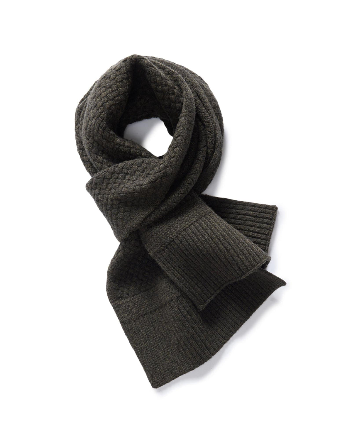 The Textured Knit Scarf in Heather Loden Merino