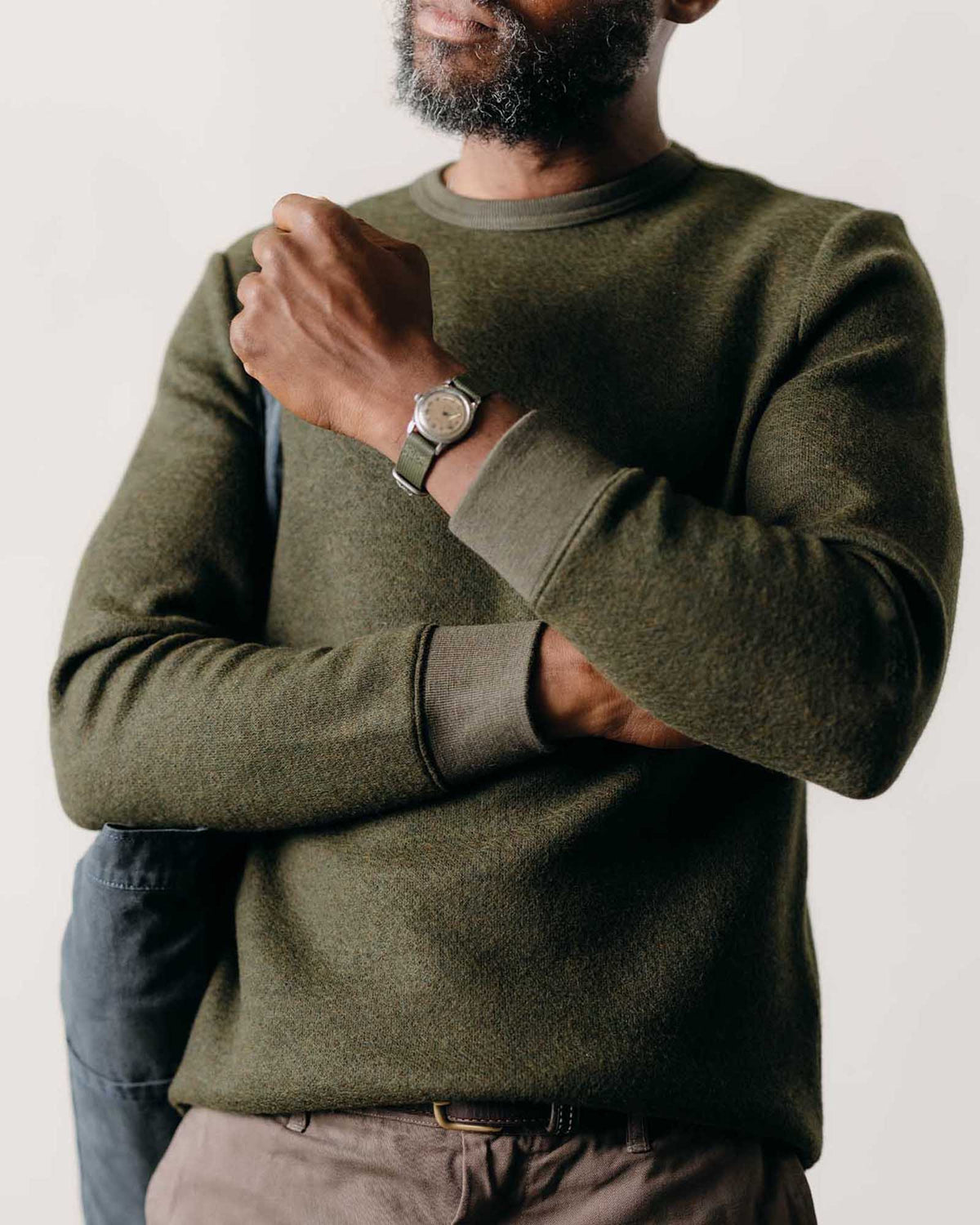The Evans Crew in Forest Birdseye Wool
