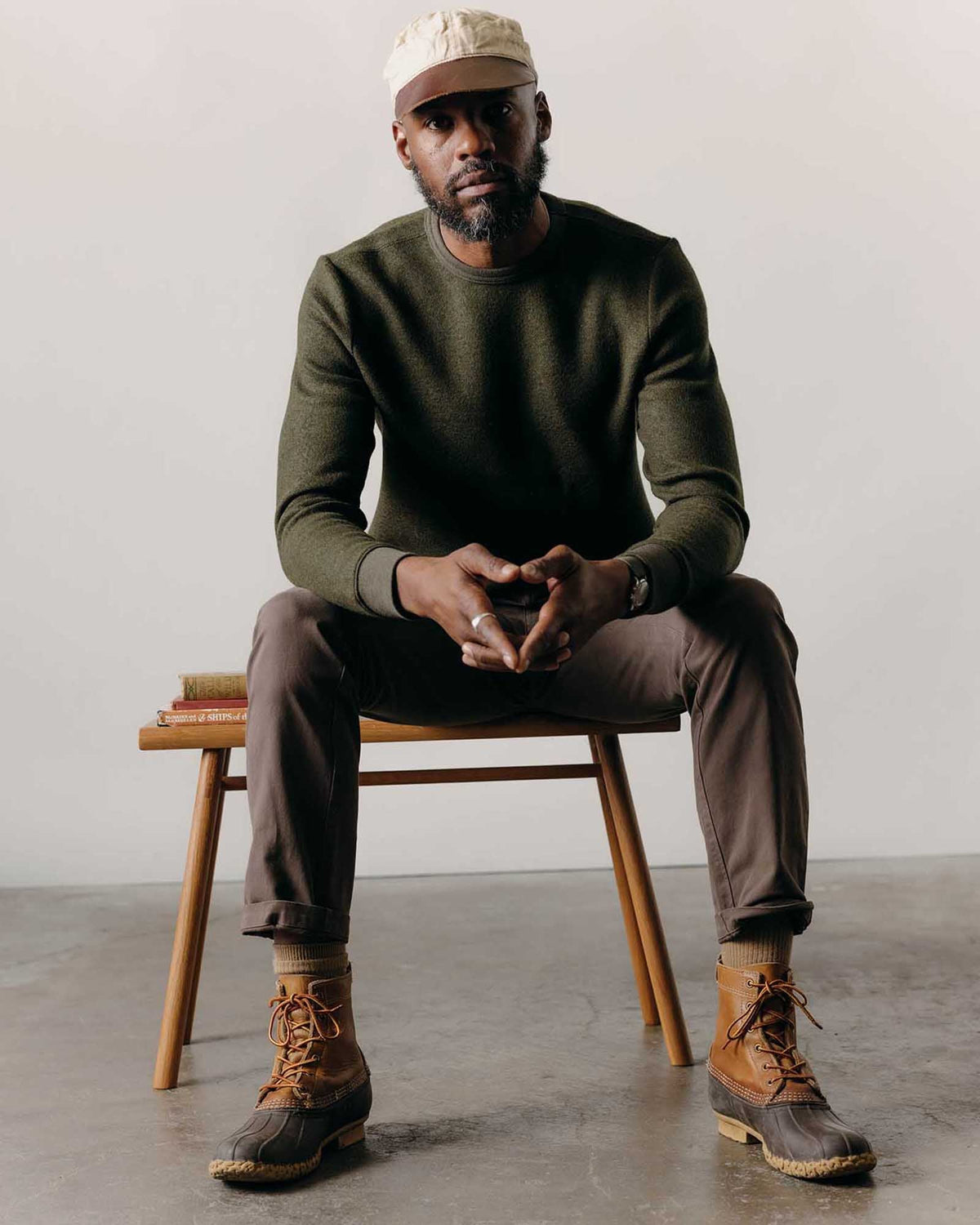 The Evans Crew in Forest Birdseye Wool