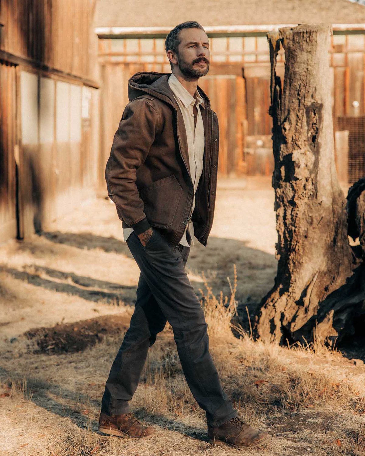 The Workhorse Hoodie in Aged Penny Chipped Canvas