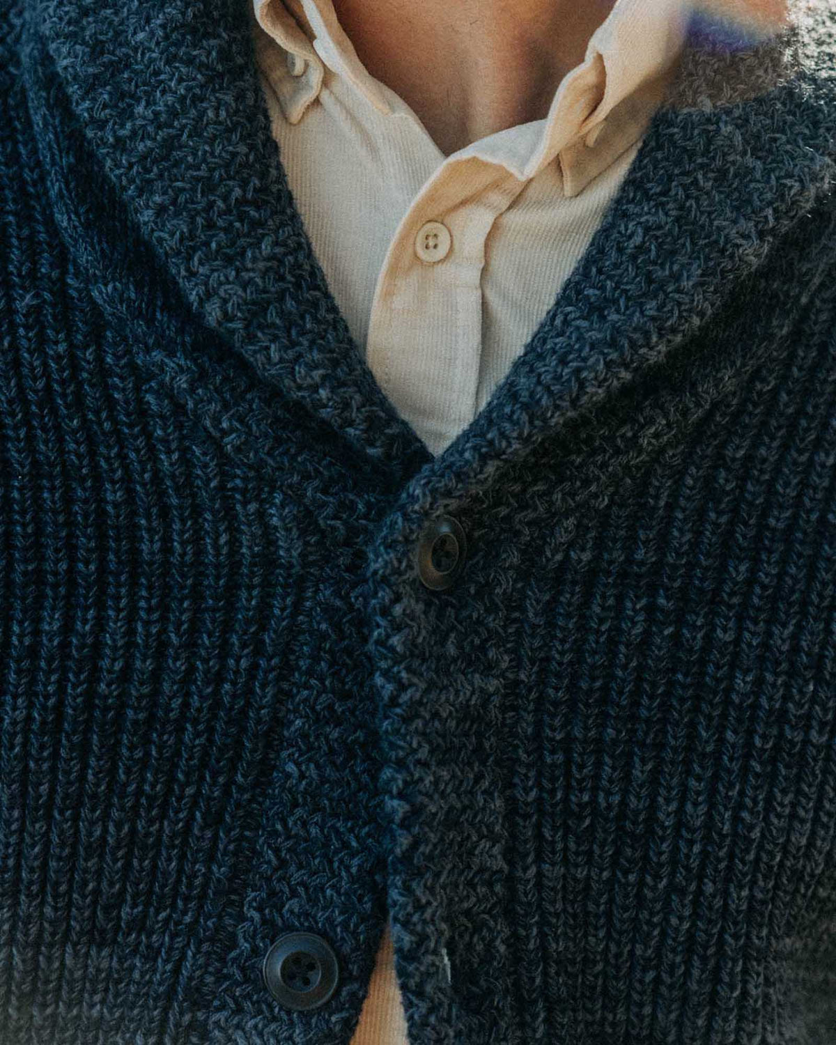 The Mariner Shawl Cardigan in Ink Slub