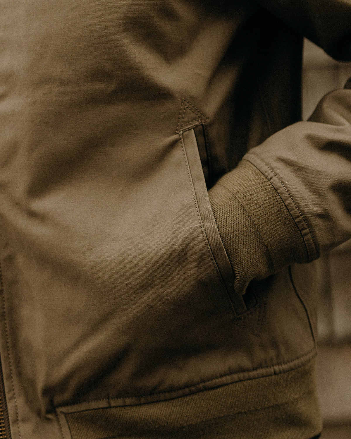 The Insulated Bomber Jacket in Fatigue Olive Dry Wax