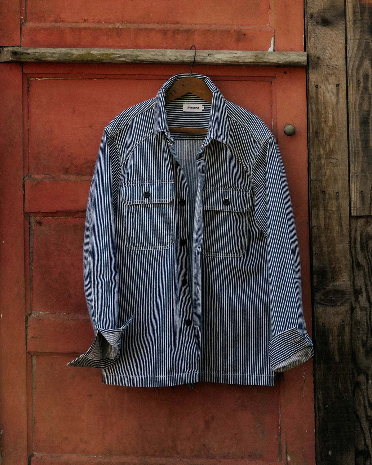The Shop Shirt in Indigo Railroad Stripe Denim