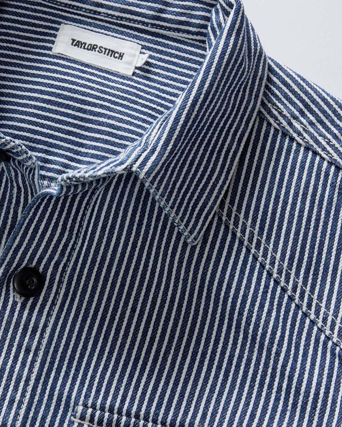 The Shop Shirt in Indigo Railroad Stripe Denim