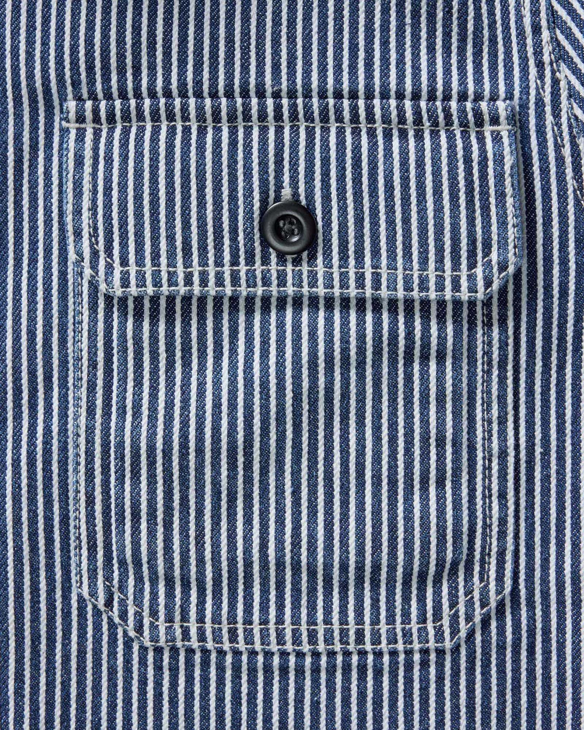 The Shop Shirt in Indigo Railroad Stripe Denim