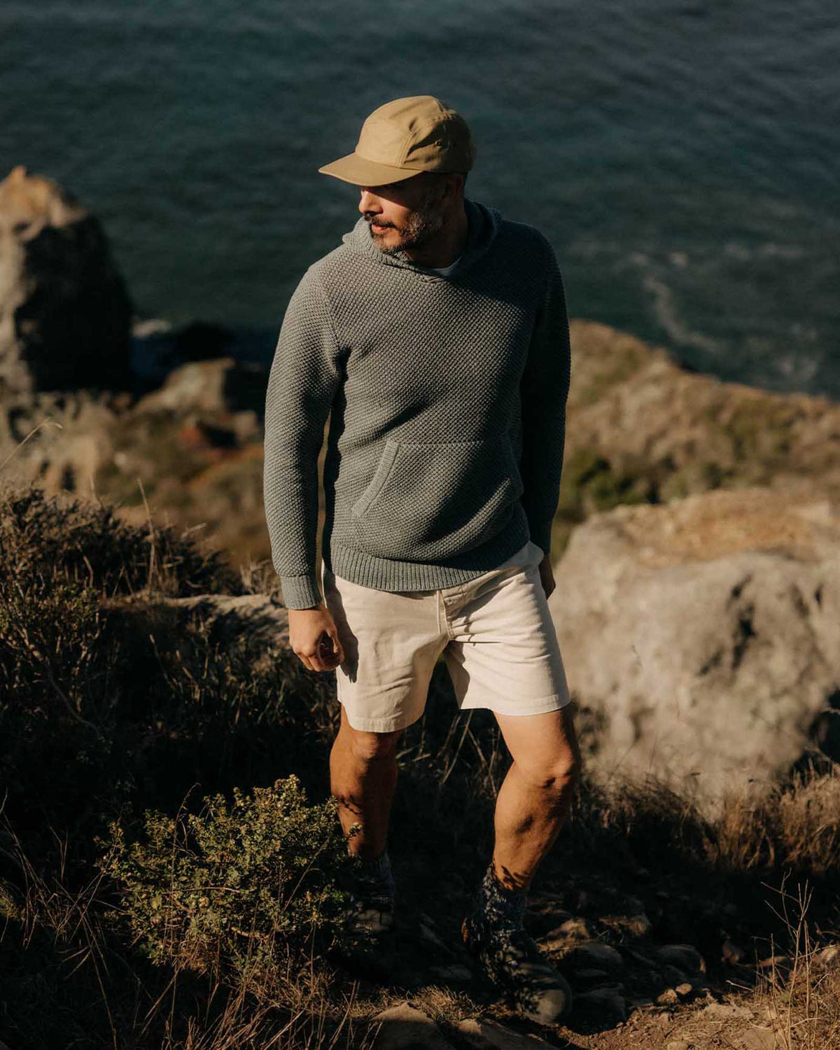 The Crawford Sweater Hoodie in Deep Sea Twist