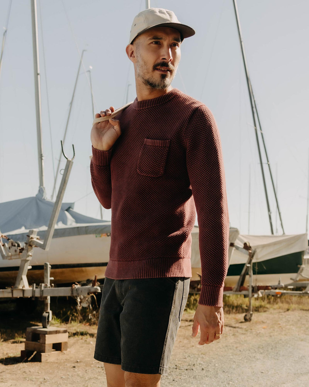 The Crawford Crew Sweater in Dried Cherry