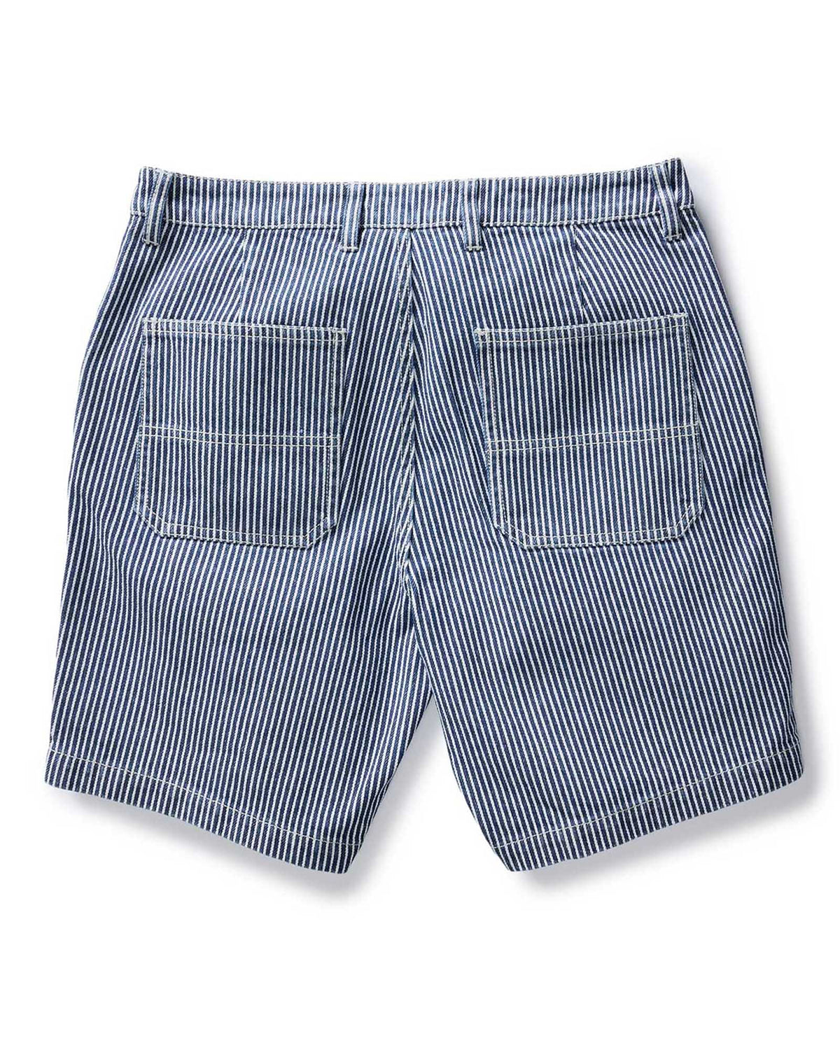 The Camp Short in Indigo Railroad Stripe Denim