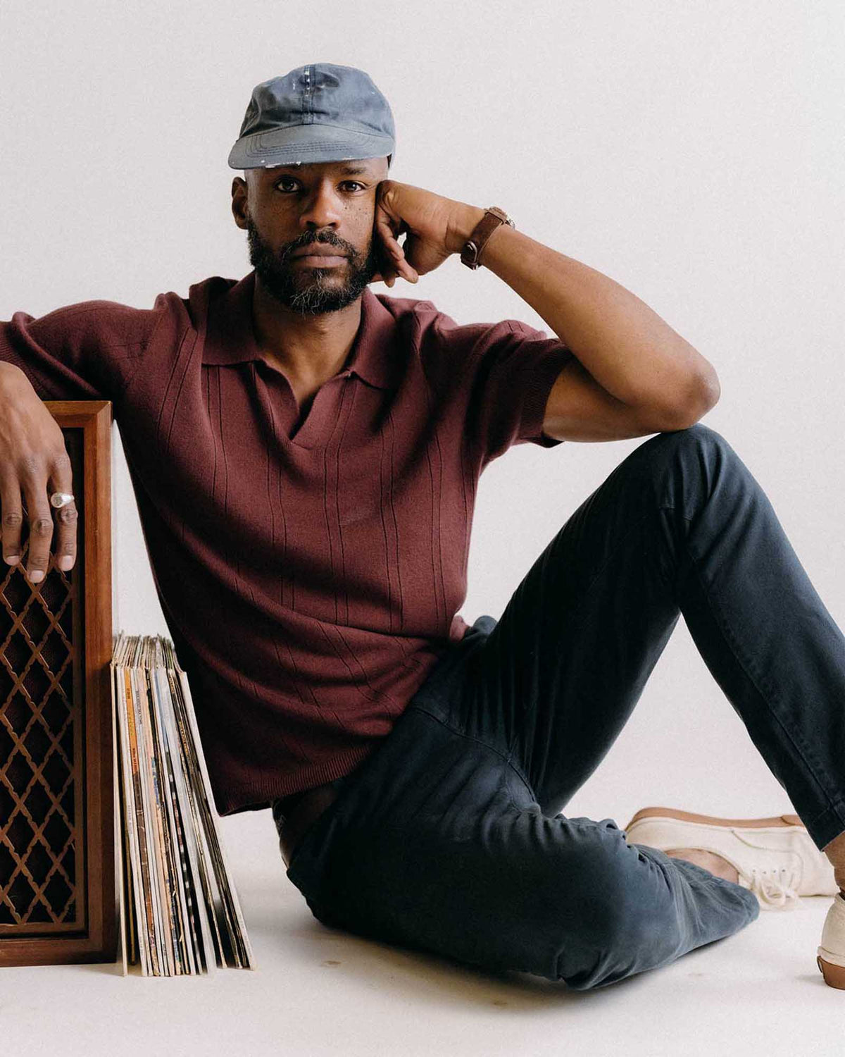 The Valencia Sweater Polo in Dried Cherry Rib