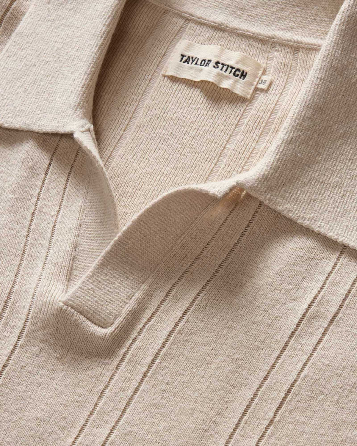 The Valencia Sweater Polo in Heather Oat Rib