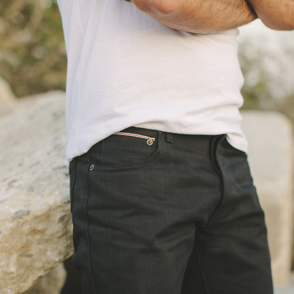 The Slim Jean in Shuttle Loomed Italian Selvage Black Denim
