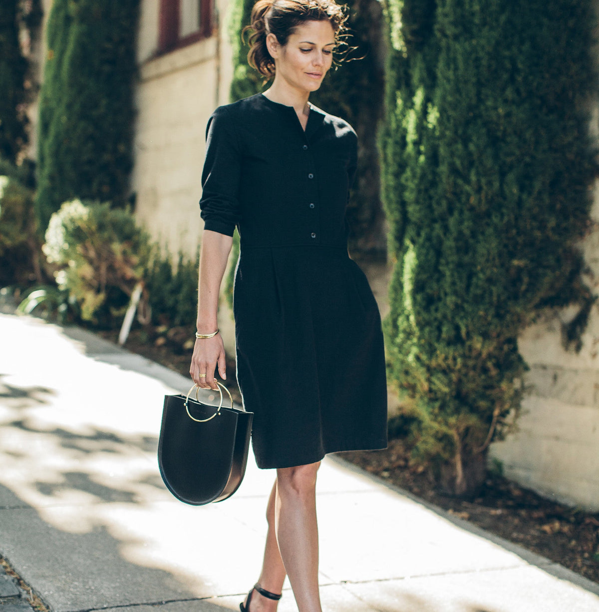 The Juniper Dress in Black Brushed Cotton
