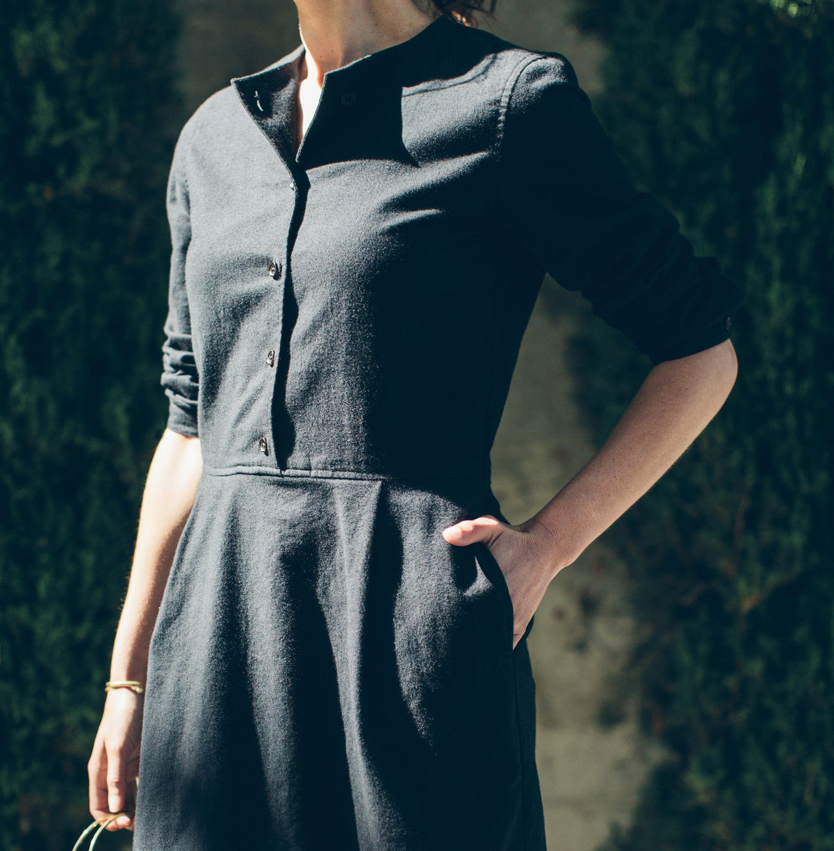 The Juniper Dress in Black Brushed Cotton