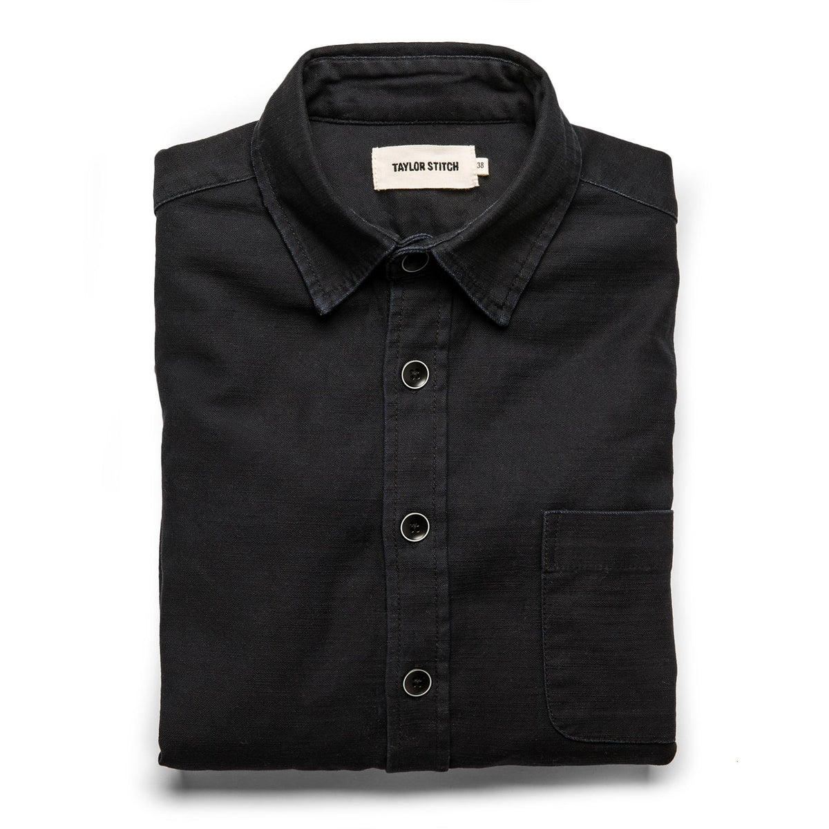 The Mechanic Shirt in Black Reverse Sateen