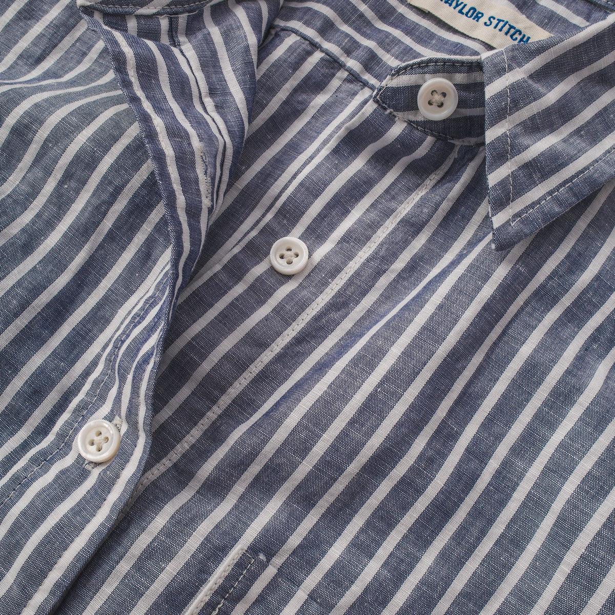 The Riley Dress in Indigo Stripe