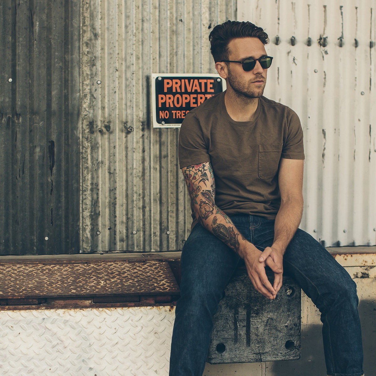 The Heavy Bag Tee in Fatigue Brown