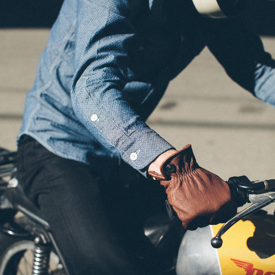 Indigo Jacquard Dot Utility Shirt