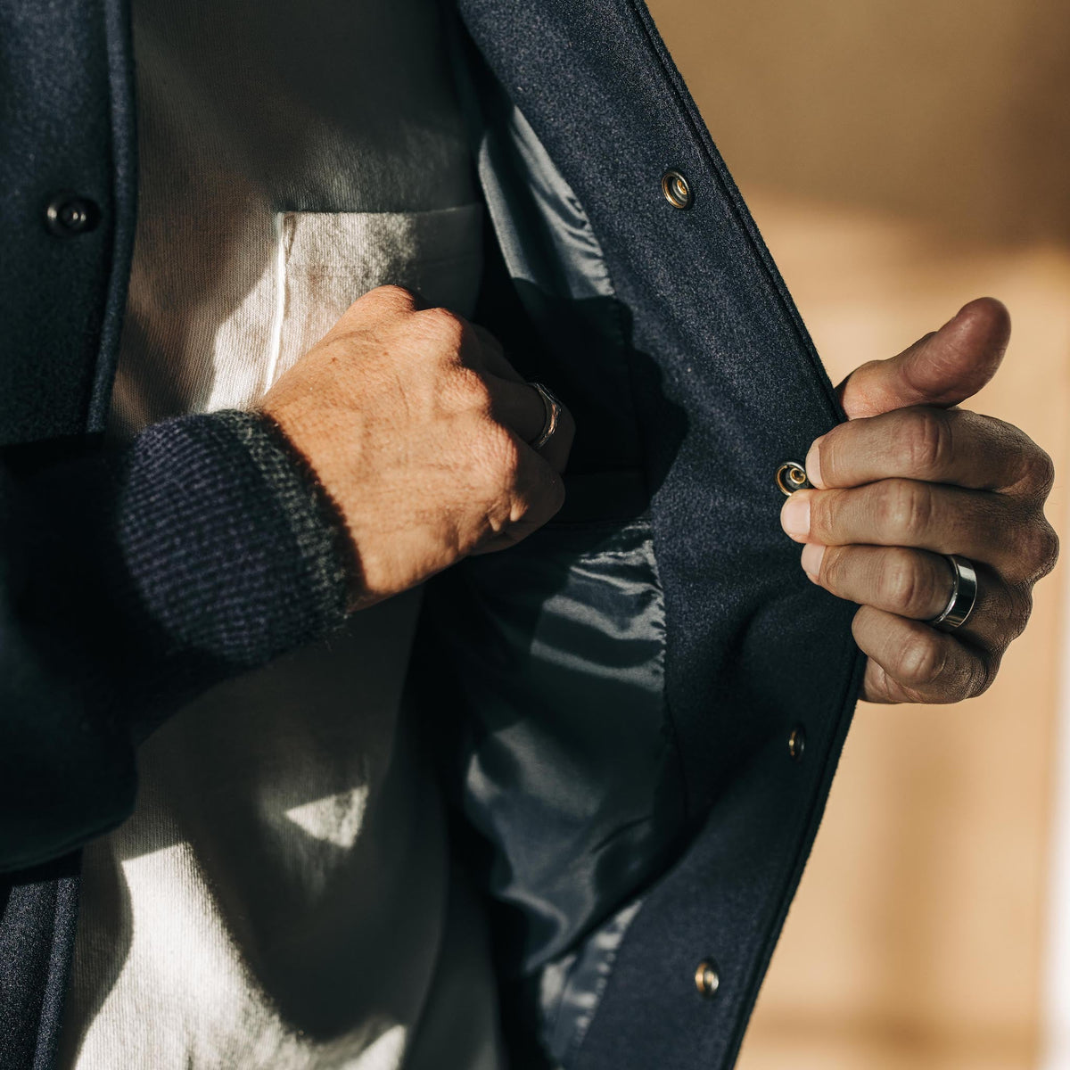The Golden Bear Snap Bomber in Midnight Wool