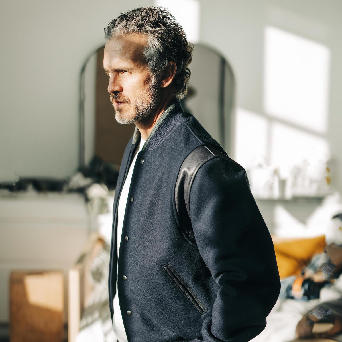 The Golden Bear Snap Bomber in Midnight Wool