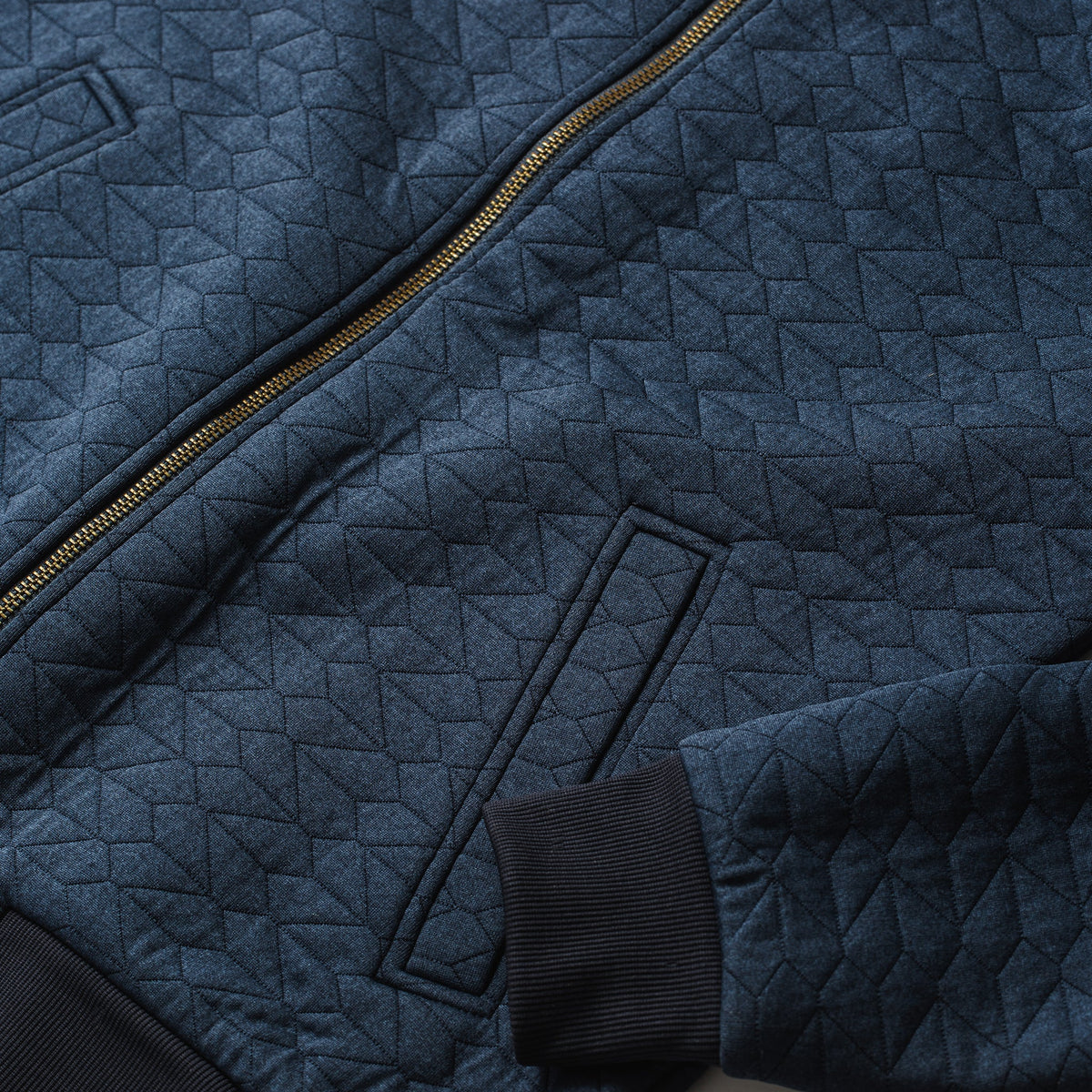 The Inverness Bomber in Navy Knit Quilt