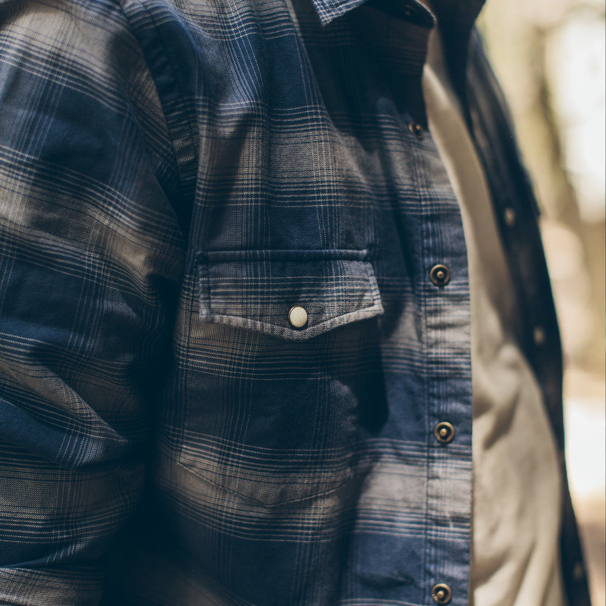 The Glacier Shirt in Navy & Grey Shadow Plaid