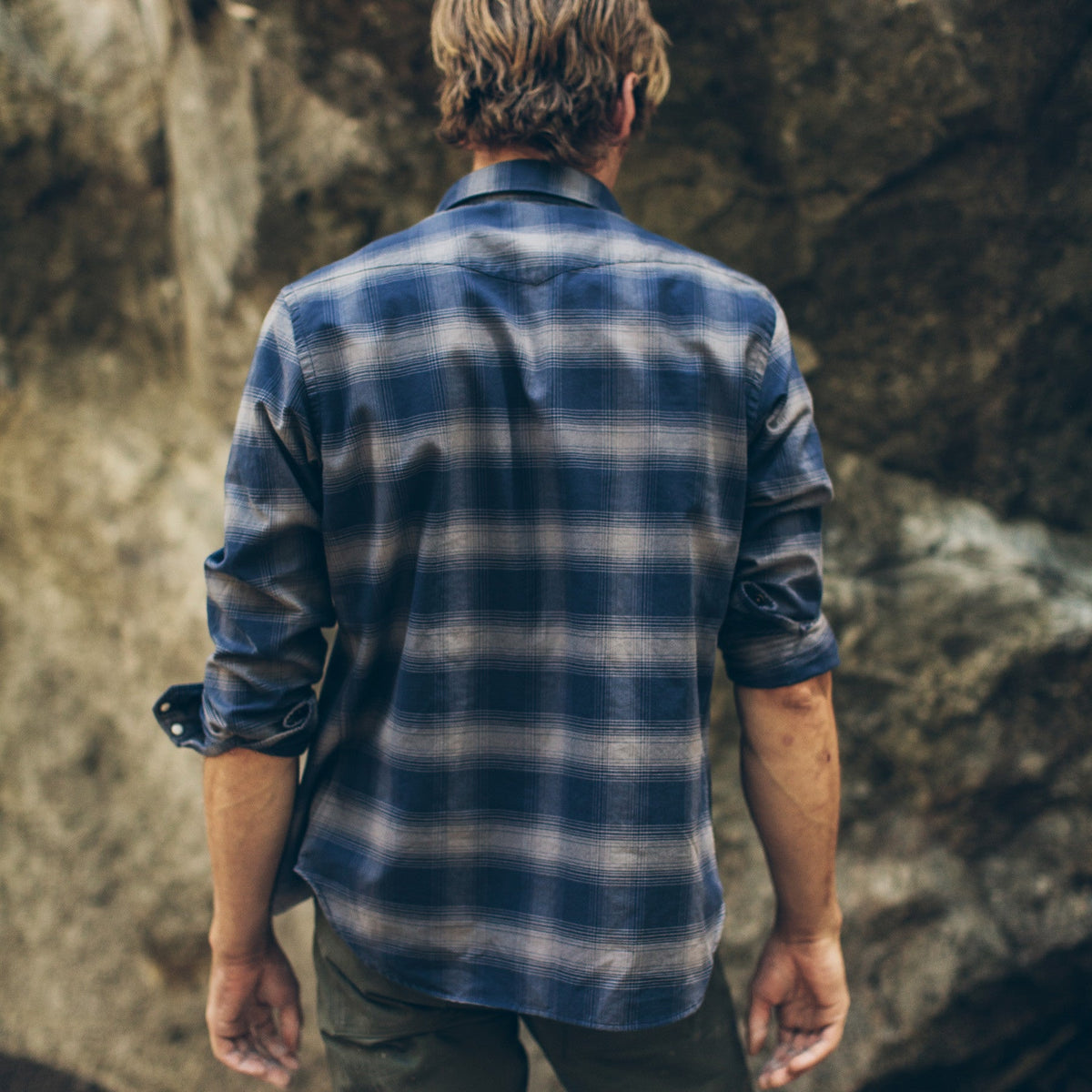 The Glacier Shirt in Navy & Grey Shadow Plaid