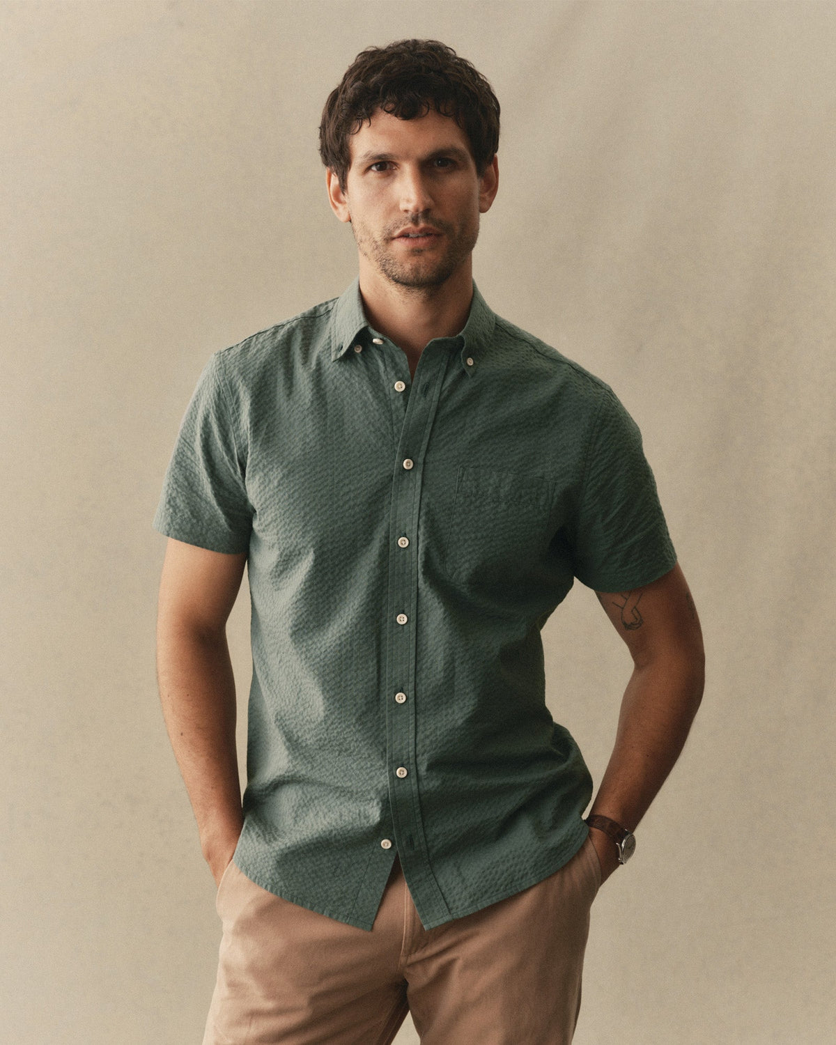 The Short Sleeve Jack in Deep Sea Seersucker