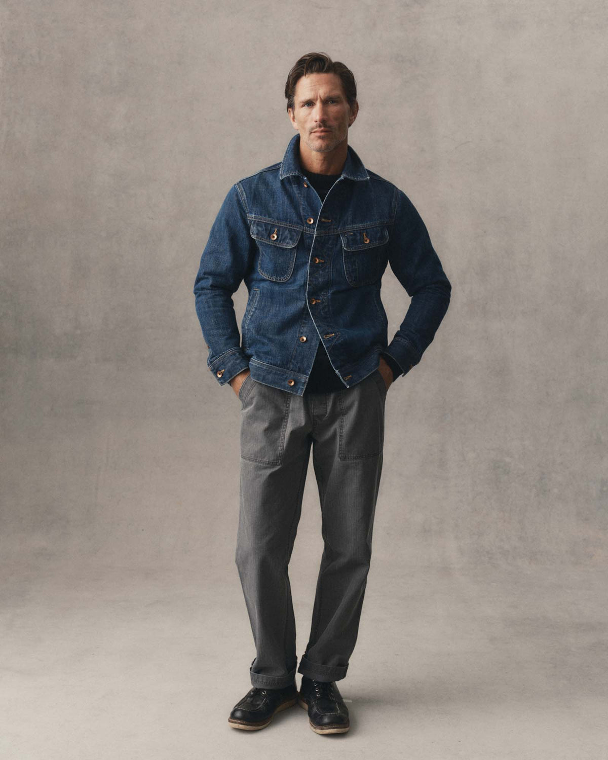 The Long Haul Jacket in Mid Wash Organic Selvedge