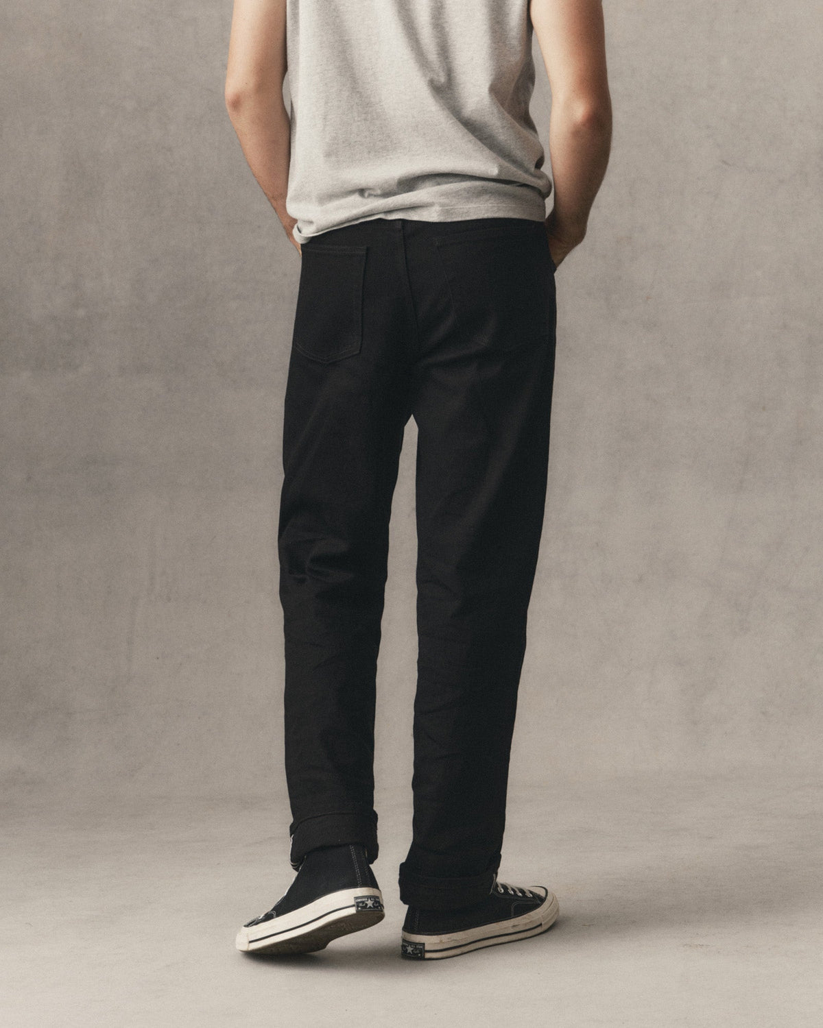 The Straight Jean in Rinsed Black Organic Selvedge