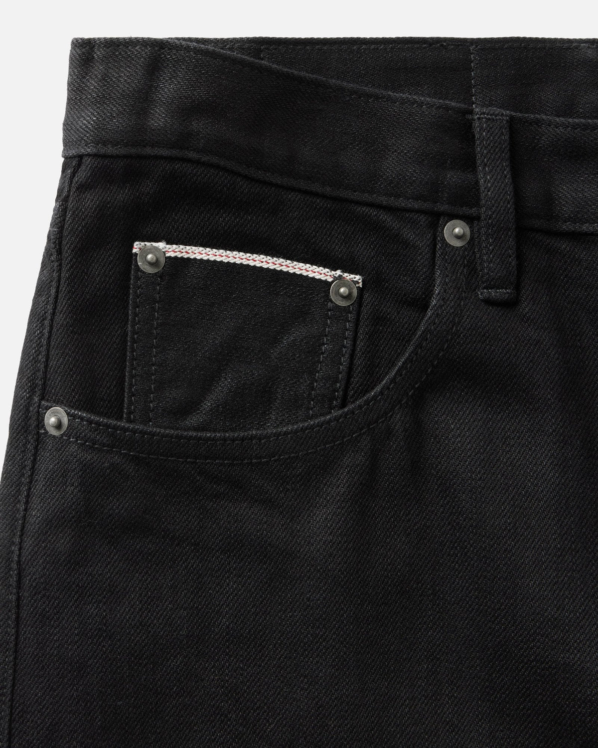 The Straight Jean in Rinsed Black Organic Selvedge