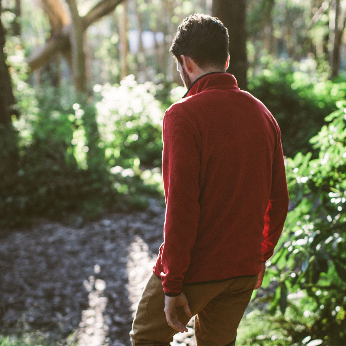 The Pack Pullover in Red Polartec Fleece