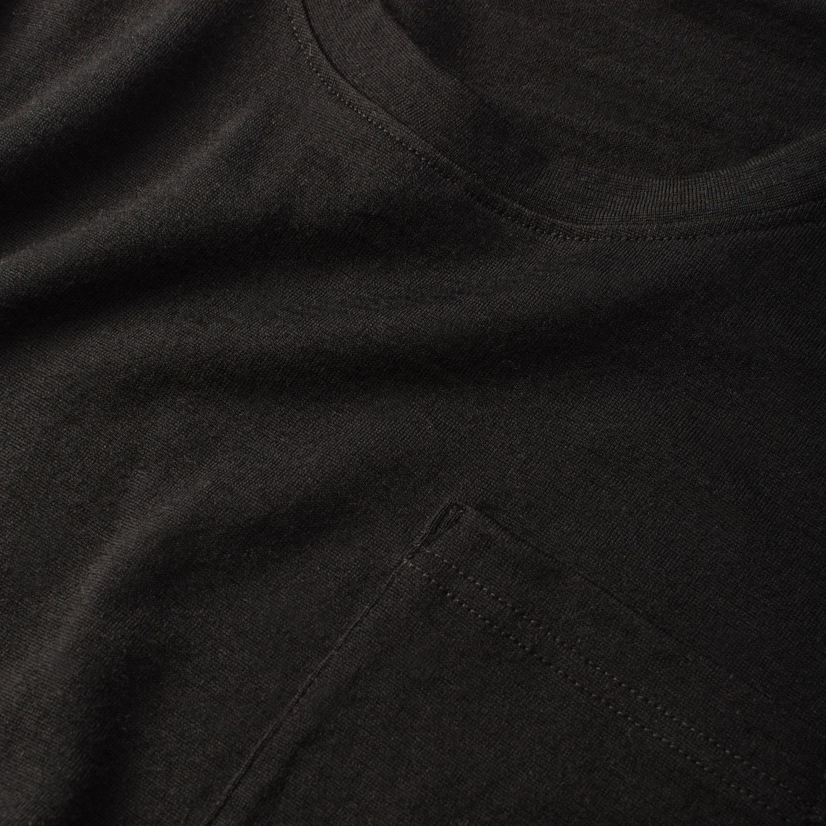 The Crewneck Pocket Tee in Black Merino