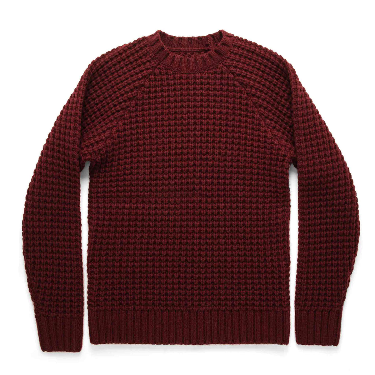 The Fisherman Sweater in Maroon Waffle