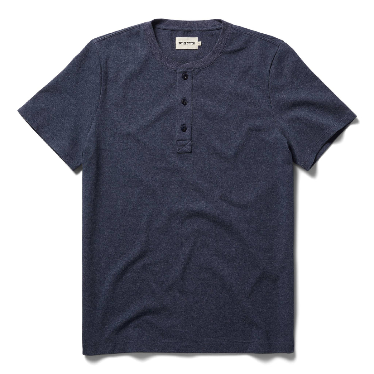 The Short Sleeve Heavy Bag Henley in Dark Navy