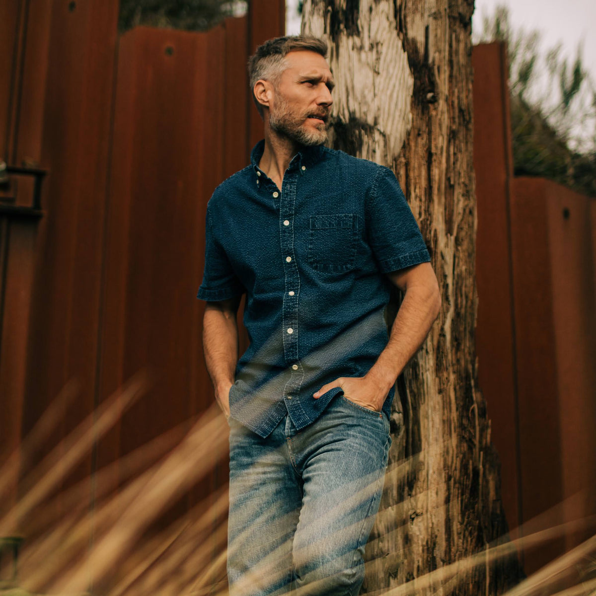 The Short Sleeve Jack in Indigo Seersucker