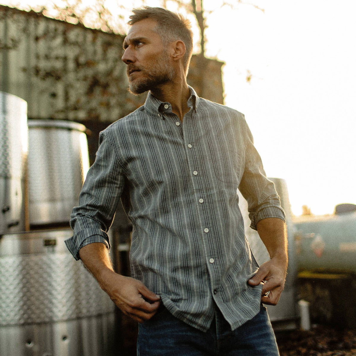 The Jack in Sky Blue Chambray Stripe
