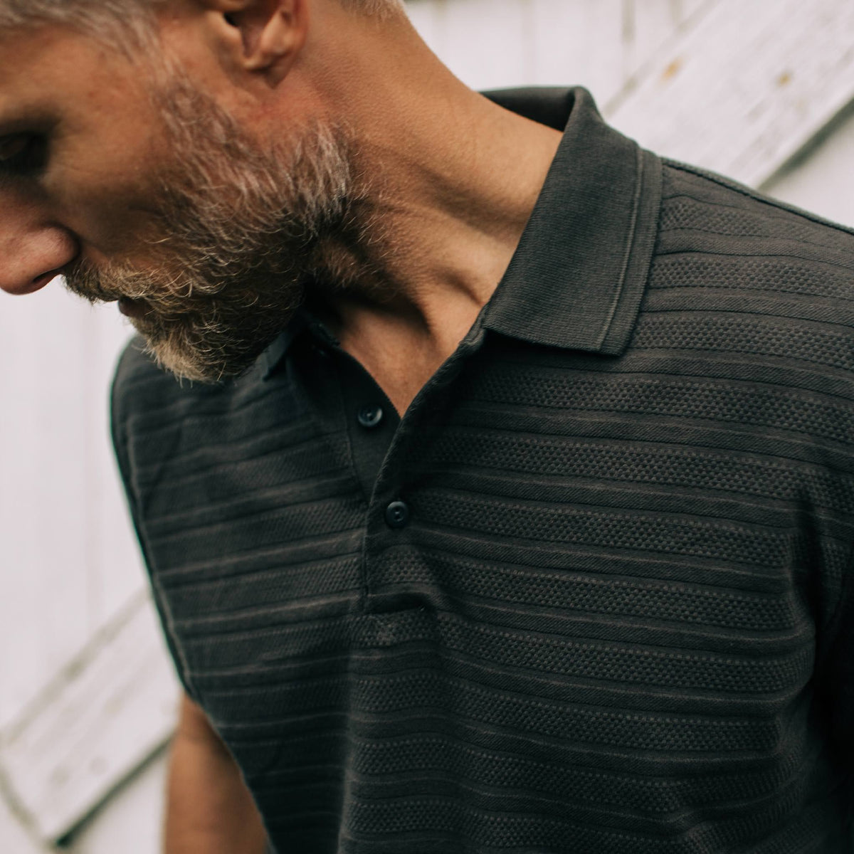 The Polo in Dark Charcoal Jacquard