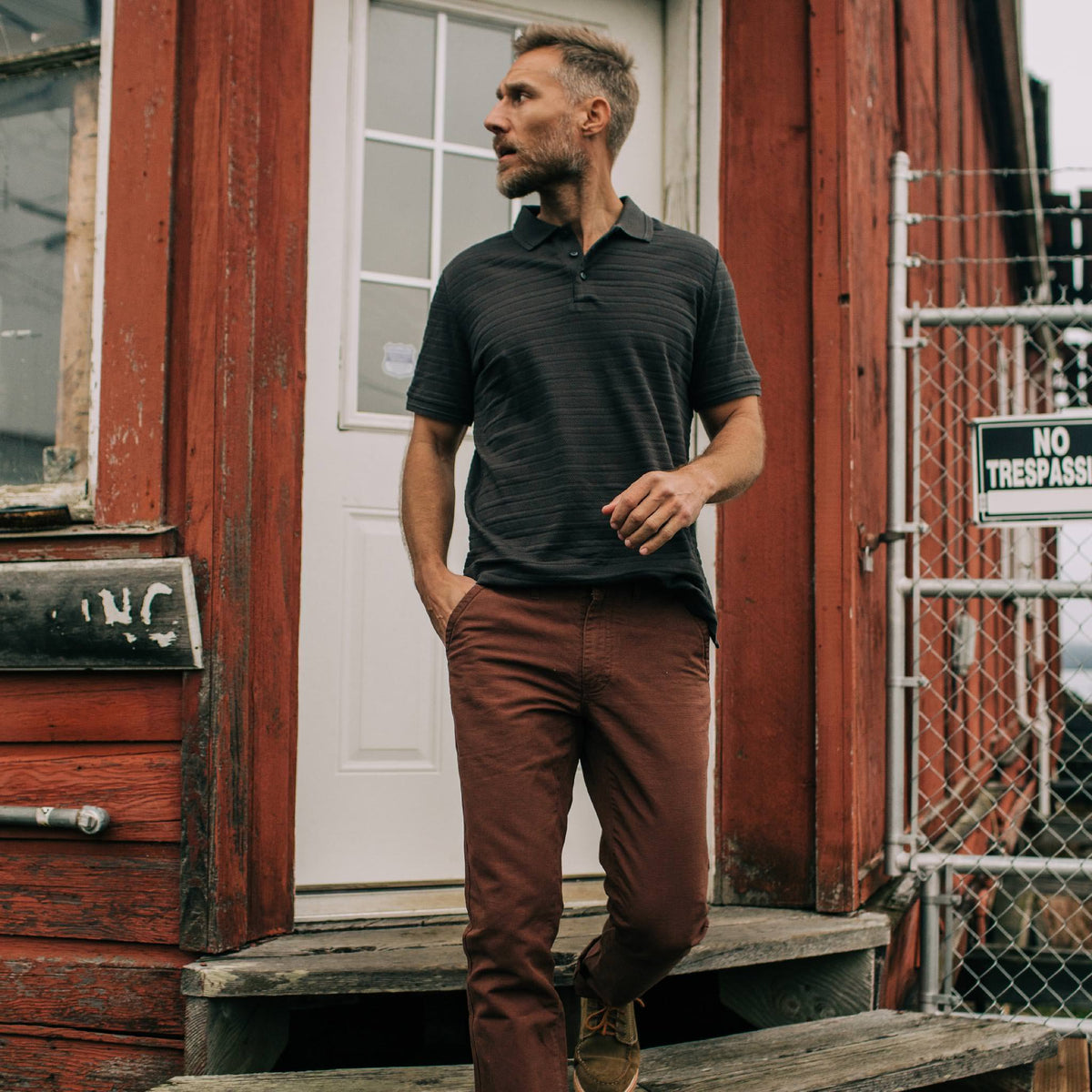 The Polo in Dark Charcoal Jacquard