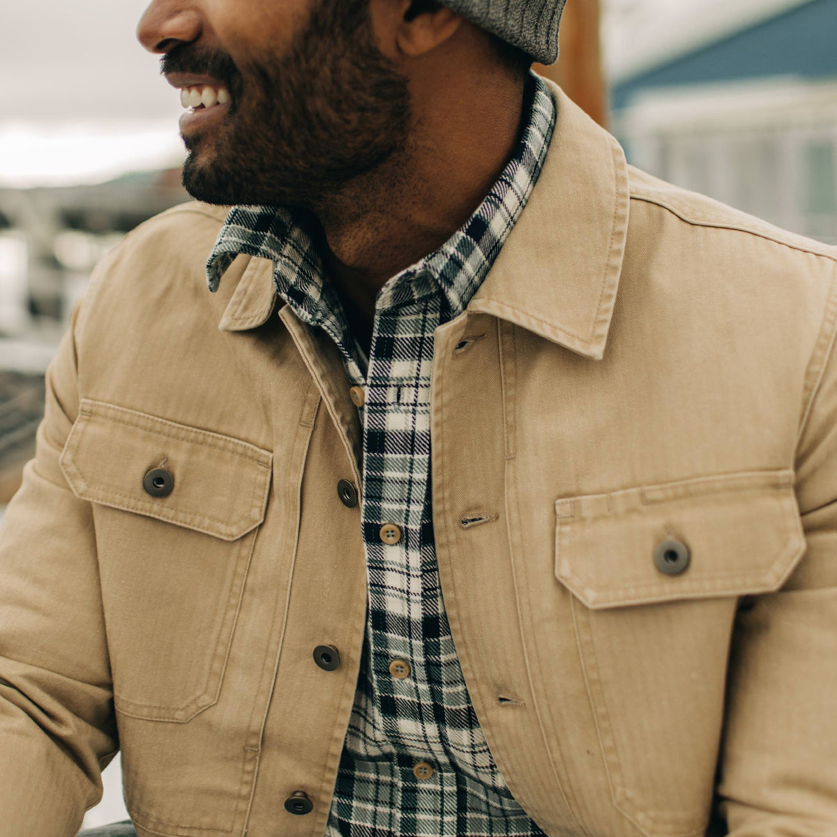 The Reserve Shirt in Khaki Herringbone