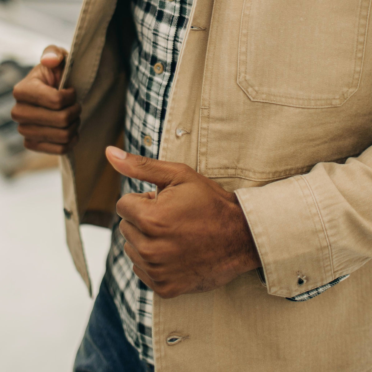 The Reserve Shirt in Khaki Herringbone