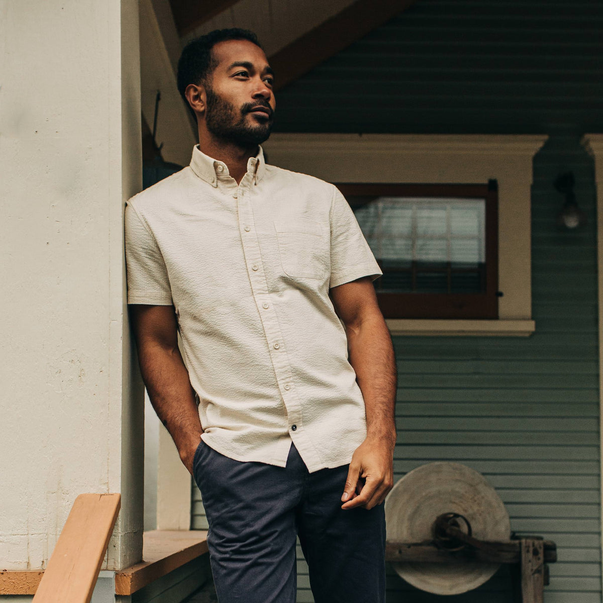 The Short Sleeve Jack in Natural Seersucker