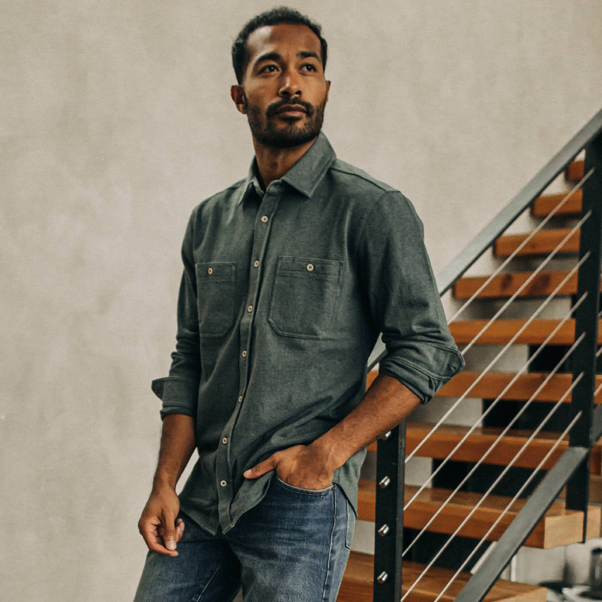 The Utility Shirt in Dark Slate Heavy Bag