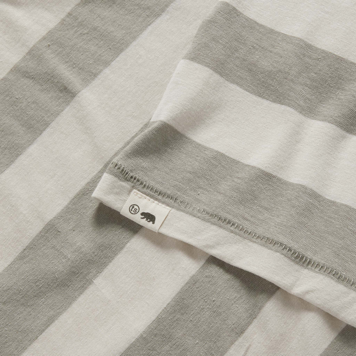 The Cotton Hemp Tee in Natural and Sagebrush Stripe