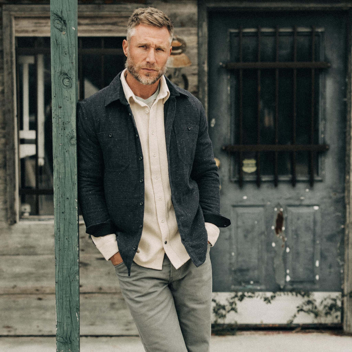 The Lined Utility Shirt in Charcoal Donegal
