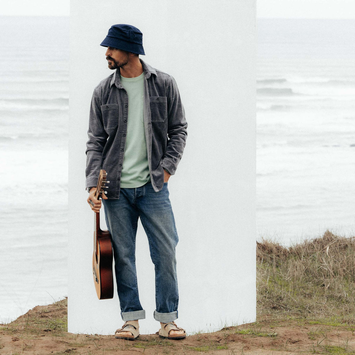 The Utility Shirt in Dark Charcoal Crepe Cord