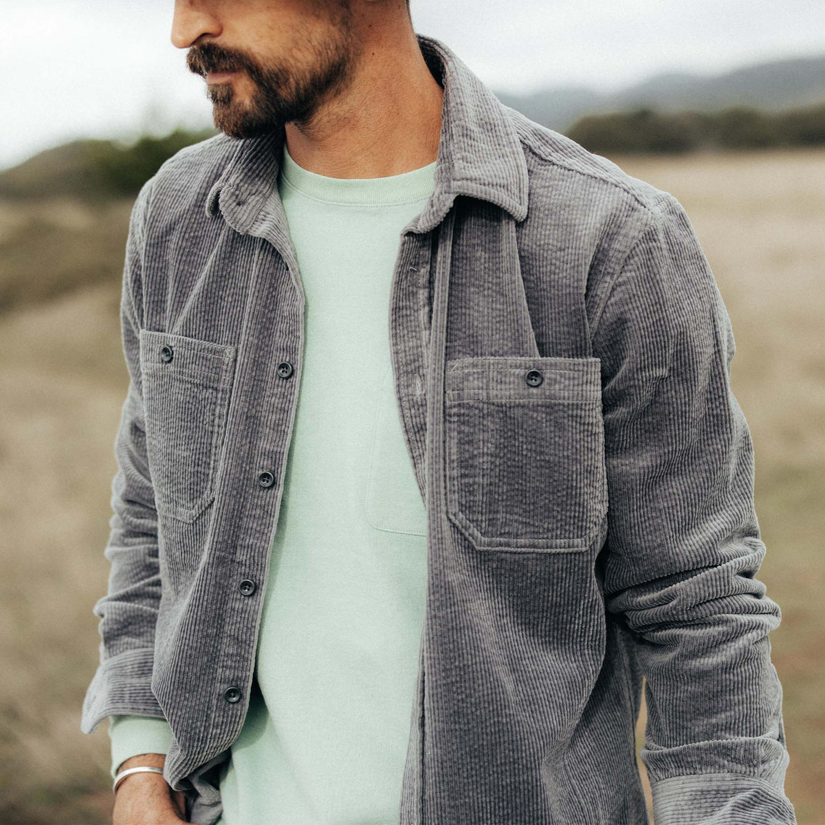 The Utility Shirt in Dark Charcoal Crepe Cord