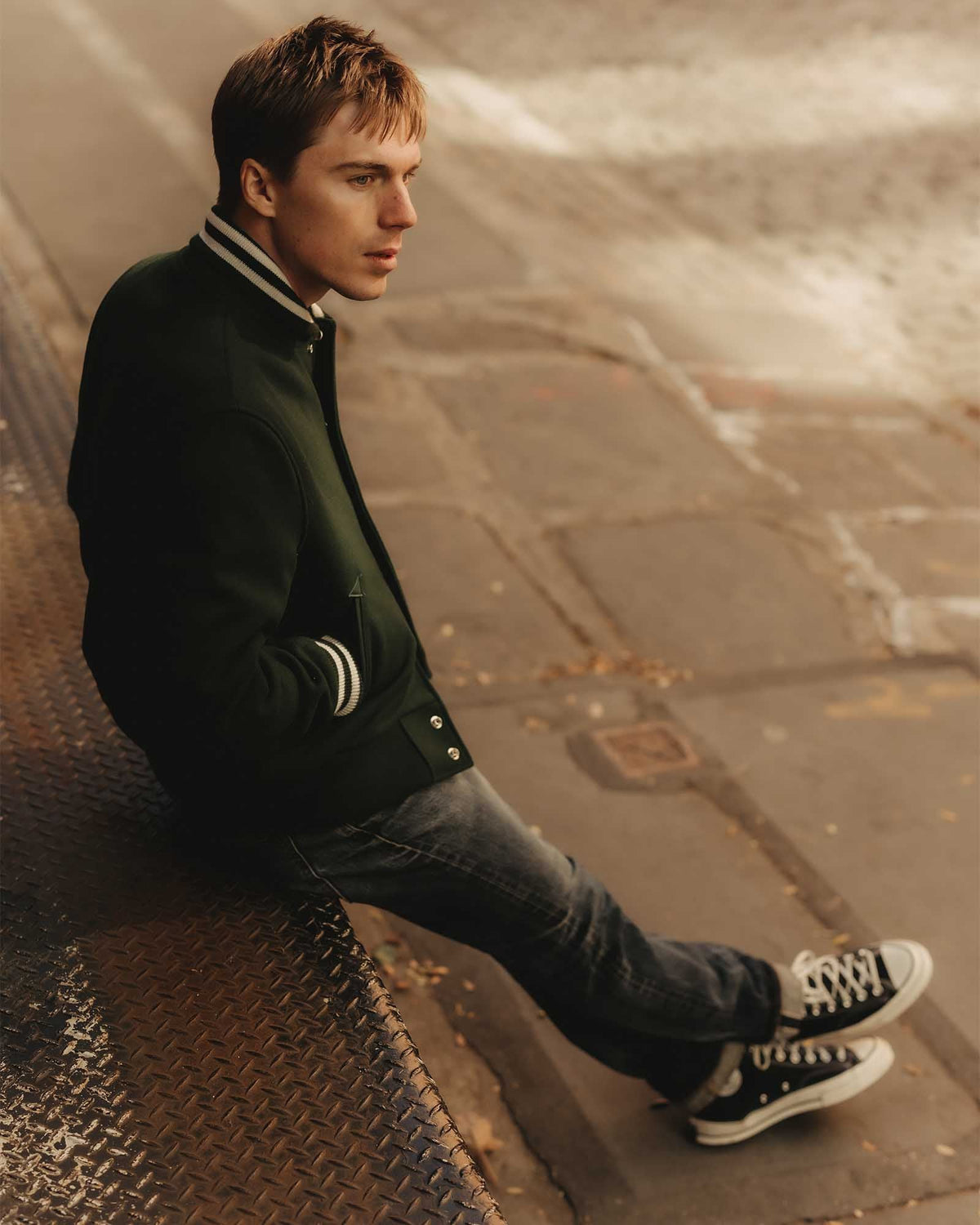 The Golden Bear Snap Bomber in Ivy Wool