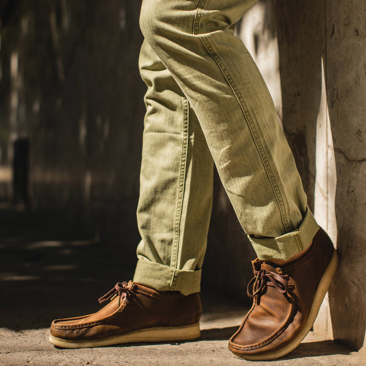 The Camp Pant in Olive Herringbone